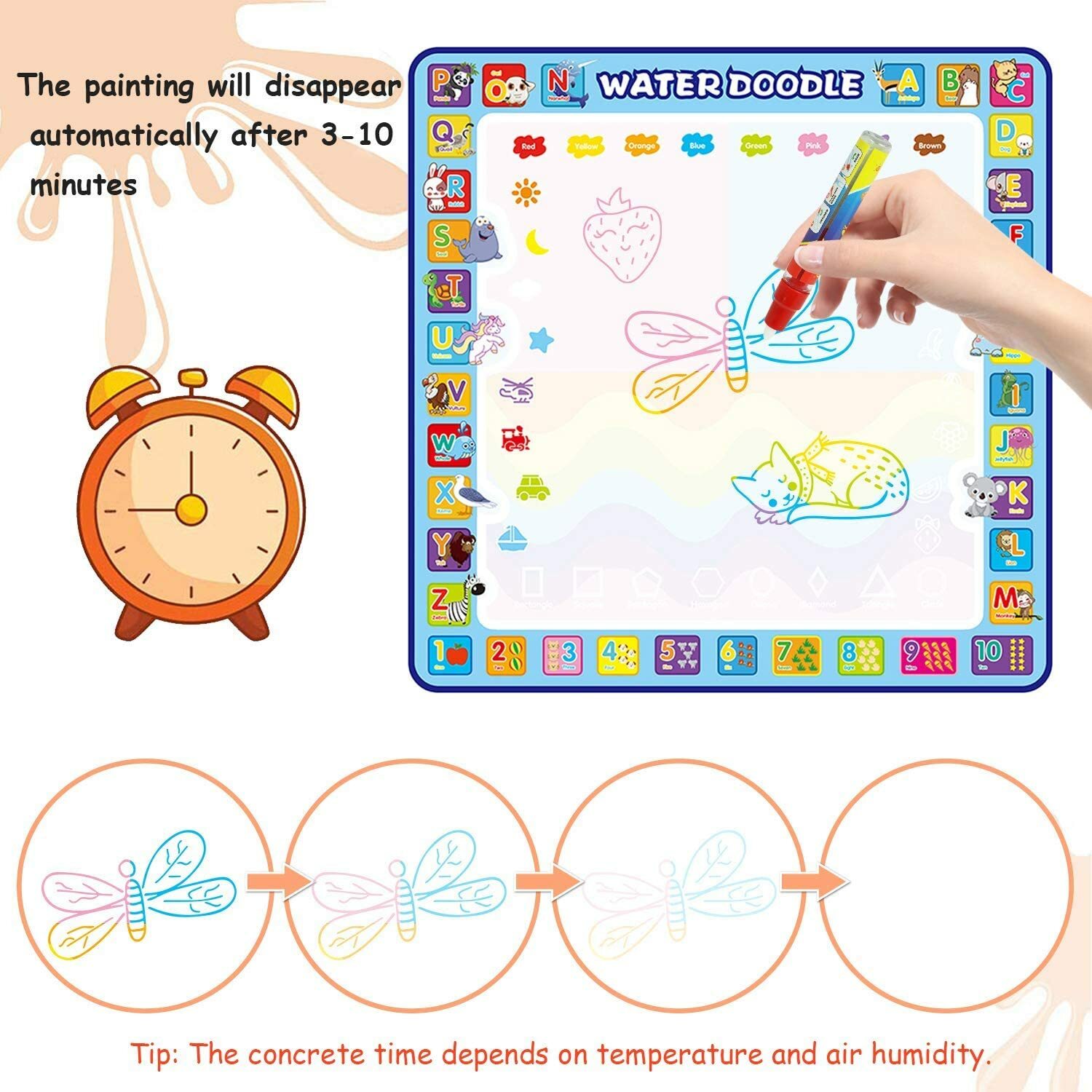 KIDS GIFTS Aqua Doodle Mat Water Drawing Pad Mess Free Doodling