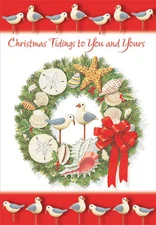 Shell Wreath and Seagulls Box of 18 Warm Weather Christmas Cards