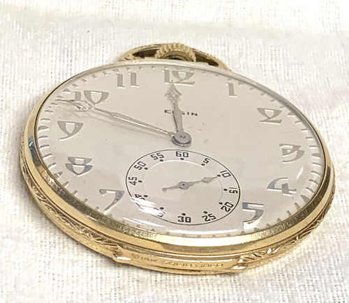 ELGIN 14K Solid Gold 44mm Open Face Pocket Watch - Runs Great Excellent Cond. - 第 3/10 張圖片