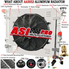 Aluminum 3 Row Radiator Shroud Fan Fit 2007-2017 Jeep Wrangler JK 3.6L 3.8L V6