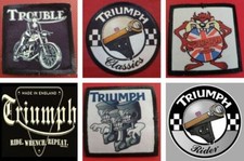 TRIUMPH CLASSIC RIDER TAZ HELMET  BIKER RACING ROUND SEW / IRON ON PATCH