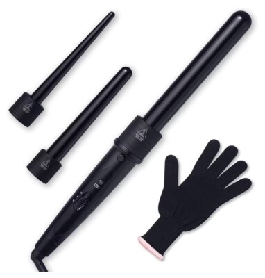 3 Parts Hair Curler Set Clipless Curling Iron The Wand Interchangeable 3 In 1