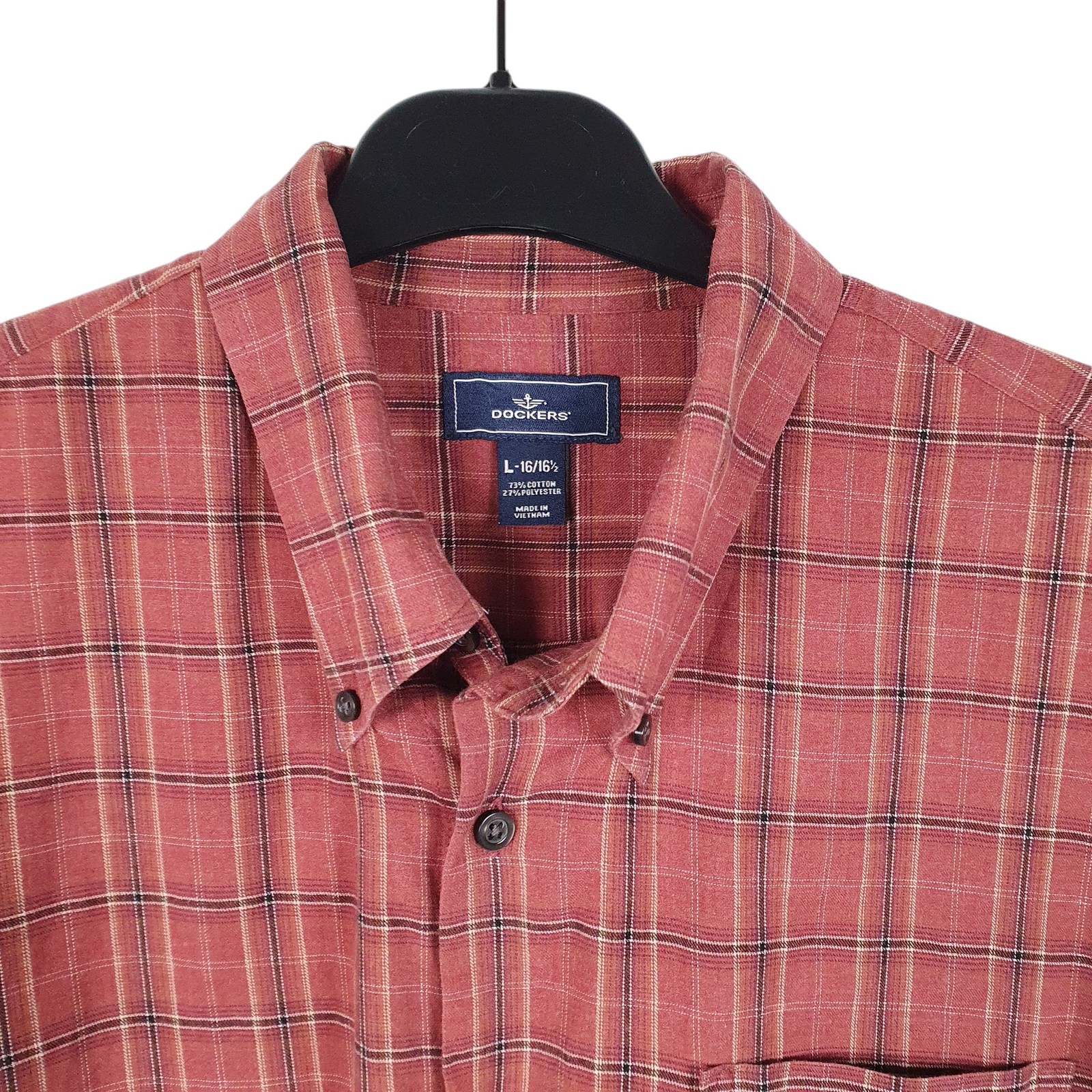 DOCKERS Red Check Shirt Long Sleeve Casual Cotton Mens L image 2