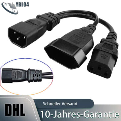 2 in 1 IEC320 C14 auf C13 + Euro-Y-Splitter-Stromkabel für Computer Monitor