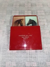 Vintage Higgins Oil Co playing card SHELL Products Horse Canton IL Illinois Gas