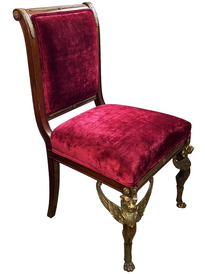 #7004 Silla rara de finales del XIX Imperio Francés con soportes de bronce Foto 4 de 4