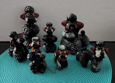 Black Poodle Vintage collection of 7 dogs | eBay