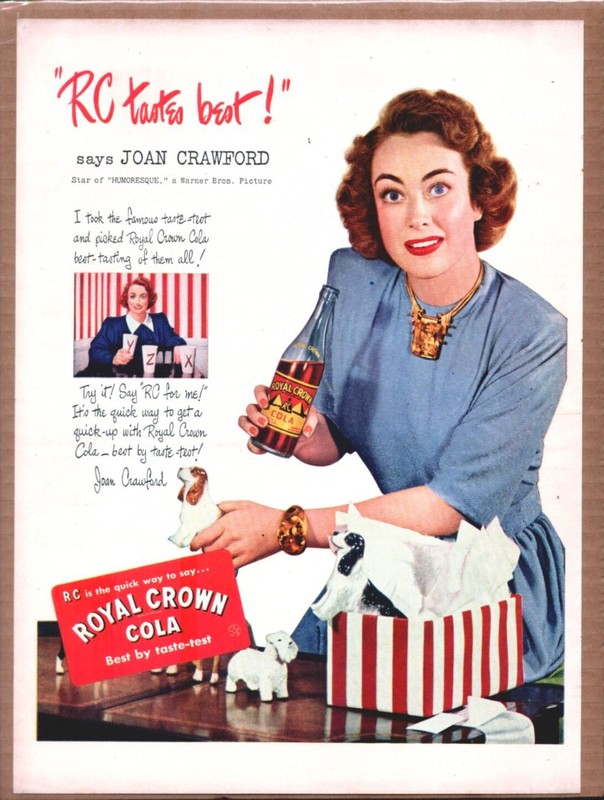 1947 ROYAL CROWN COLA Joan Crawford Original Vintage Promo Ad