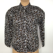 J Crew Slim Perfect Top Shirt Leopard Print Linen Cotton H7931 Womens 4
