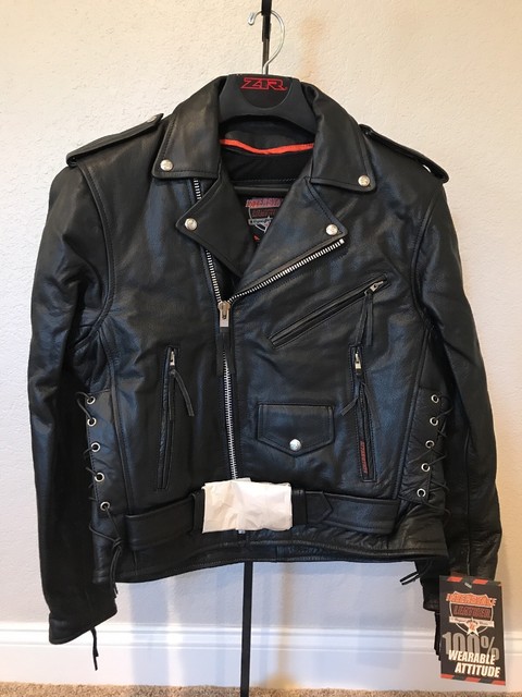Interstate Leather Menâs Cycle Motorcycle Jacket Black Size 40 | eBay