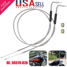 42" Stainless Steel Throttle and Idle Cable Set fits Harley Davidson 56579-02A