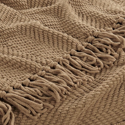 Boho Knitted Throw Blanket – Tweed Texture, Tassels, Lightweight Couch Bed Decor - Picture 37 of 337