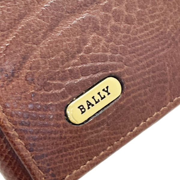 □Authentic BALLY Key Case Logo 6 Key Case Embossed Leather Brown