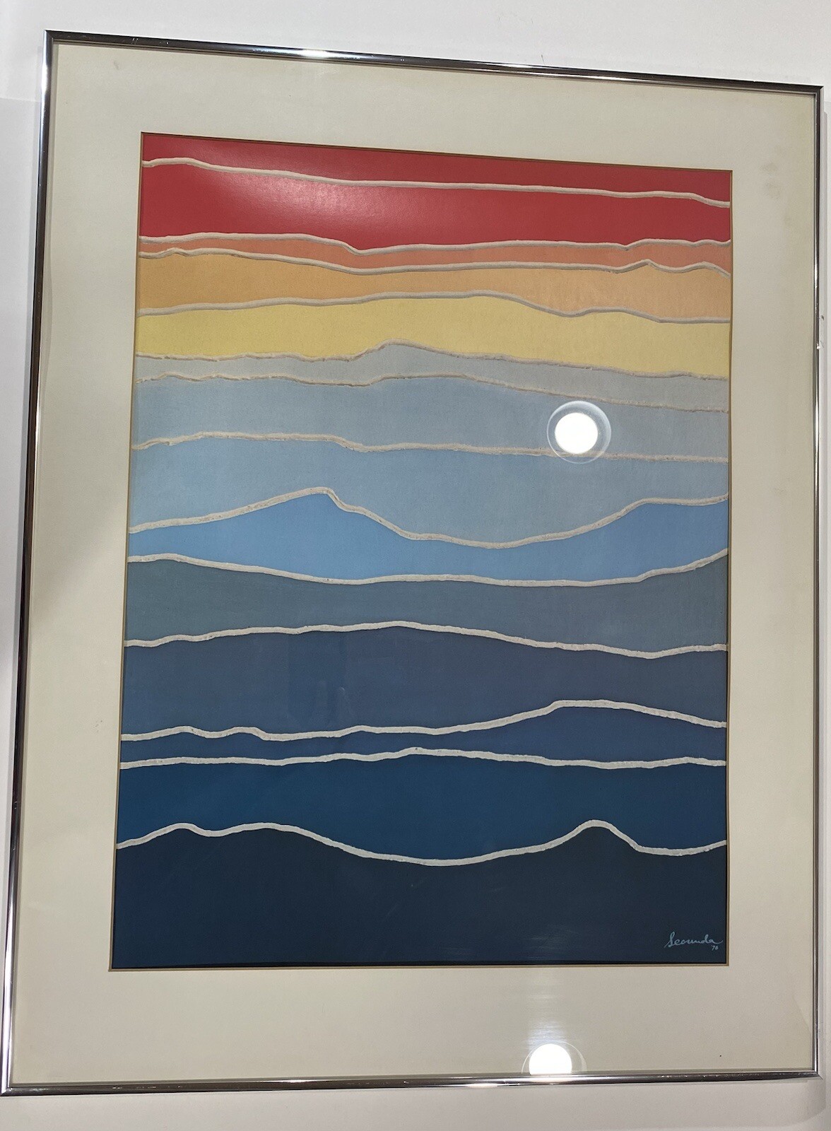 Abstract Serigraph Print Distant Mountain Arthur Secunda Framed Modern