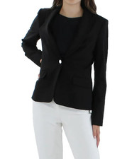 Calvin Klein Womens Blazer Jacket Size 4 Black One Button Career Office Siren