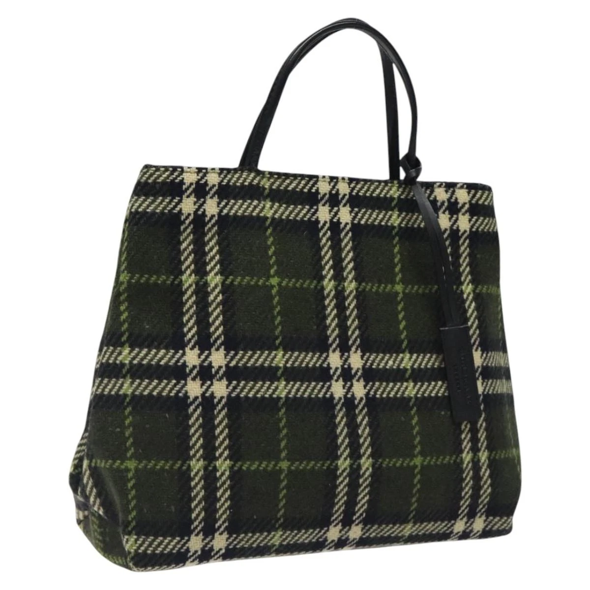 BURBERRY Nova Check Hand Bag Wool Green Black Auth BD1322 | eBay