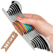 8 Pcs Magnetic Measuring Spoons Set Stainless Steel   Magnet Measuring Spoons...