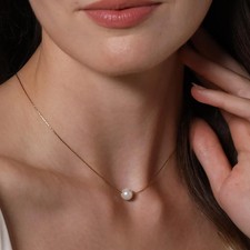Minimalist Natural Pearl Necklace, 18K Gold  Pearl Necklace, Wedding Gift