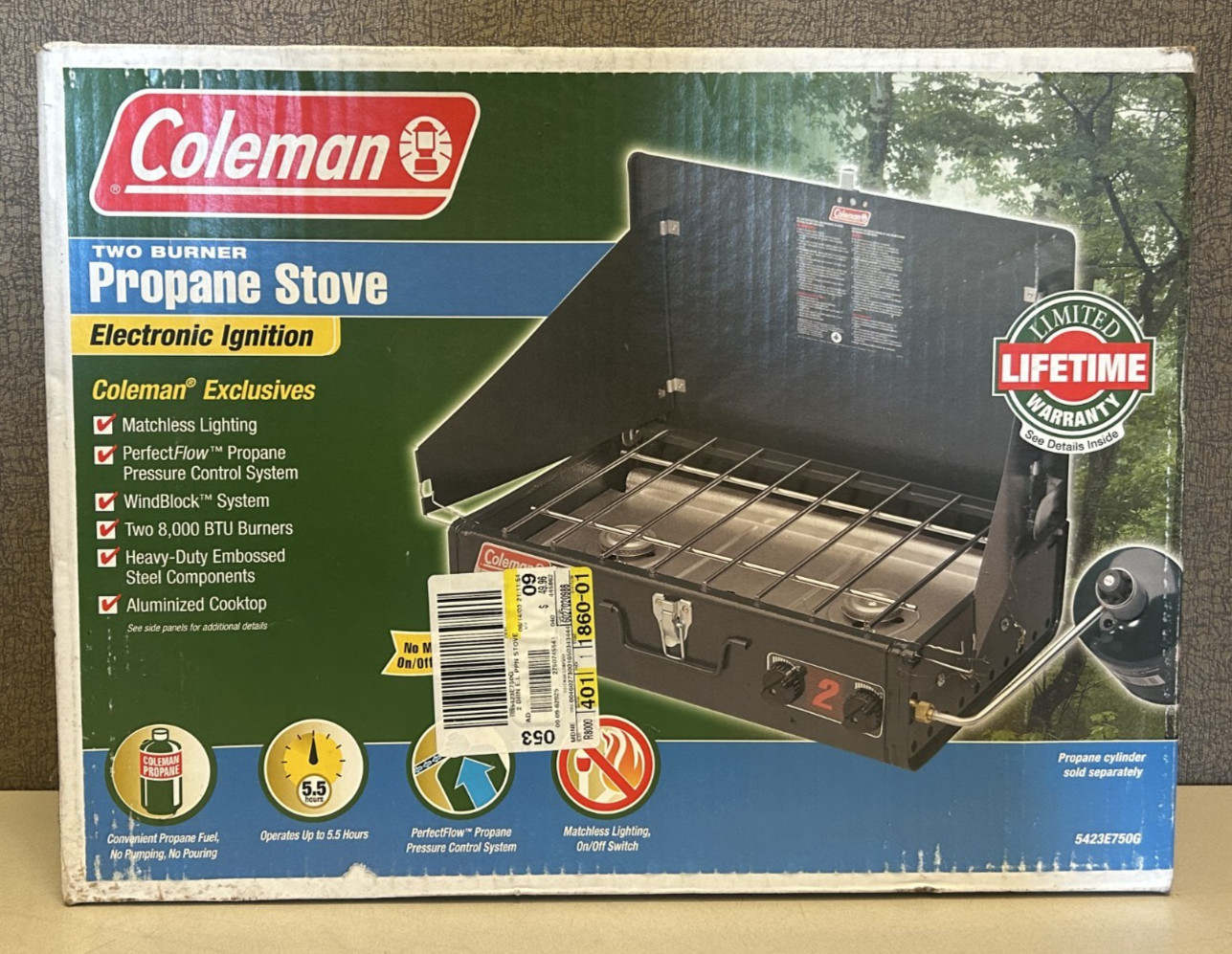 VTG Coleman Two Burner Propane Camping Stove 5423E750G NEW N
