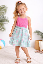 Nautica Baby Girls 3T Pink Palm Tree Sundress Sleeveless Cotton Summer Dress