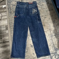 Vintage Y2K FUBU Platinum Fat Albert Embroidered Baggy Denim Jeans Size 36x38