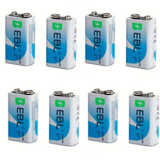9V Alkaline 8 pack of EBL Battery 6LR61 9Volt Exp 10 Years storage,