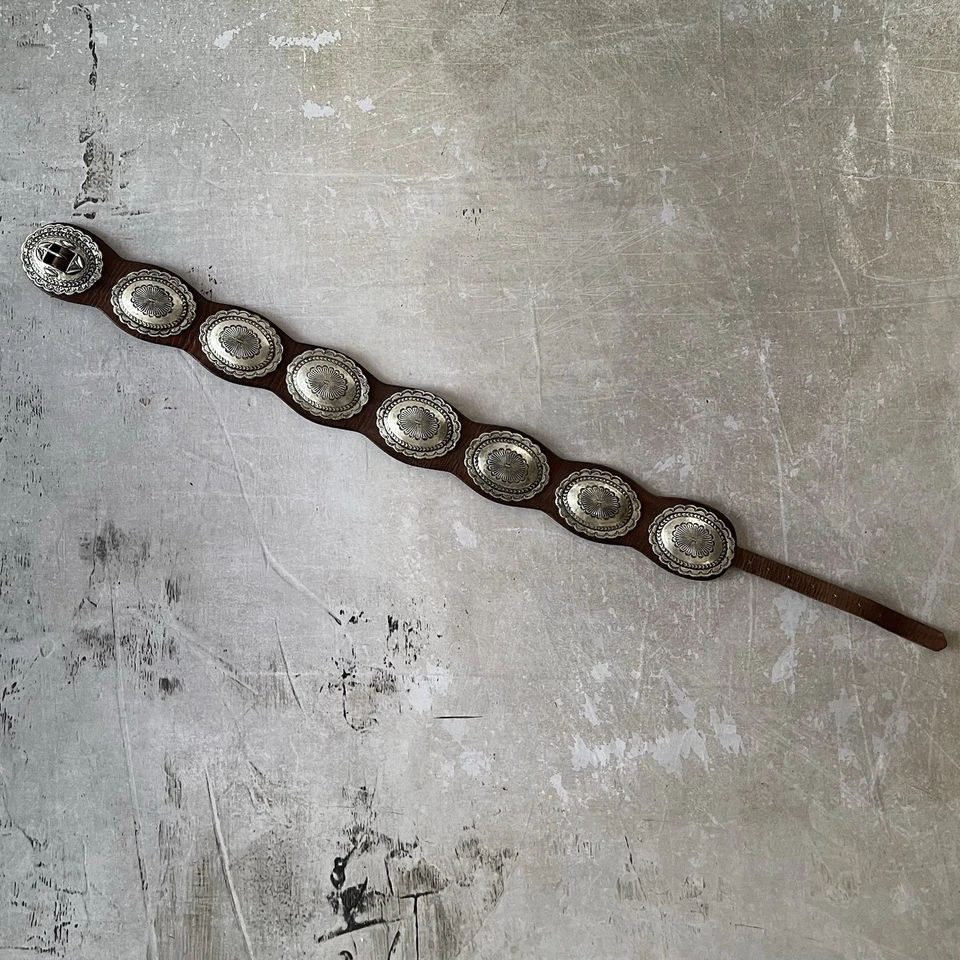 Cinturón concho Ralph Lauren de cuero marrón plateado occidental Foto 3 de 4