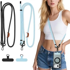 2 Pack Cell Phone Lanyard Crossbody Adjustable Phone Neck Strap with Tether Tabs