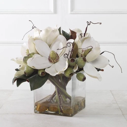 Uttermost 60197 Dobbins Magnolia Magnolia and Glass Bouquet - Picture 2 of 6