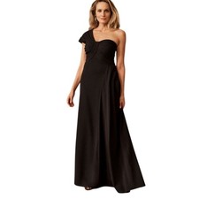 Tadashi Shoji Women's S NWT Black Ayelet One Shoulder Formal Maxi Dress Gown