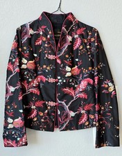 100 Silk Traditional Chinese Embroidered Blazer Jacket, Medium or Small Petite