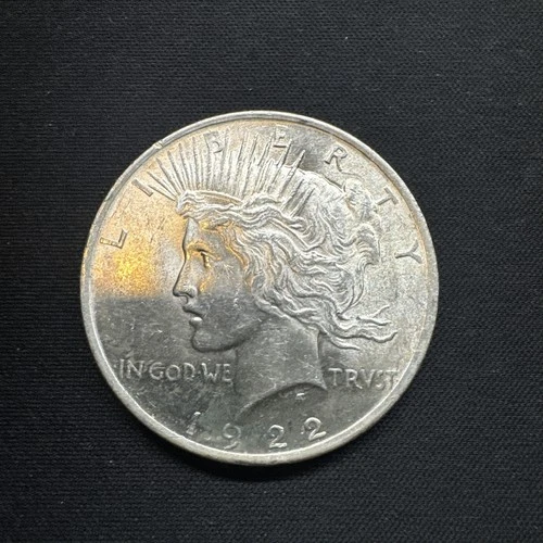 1922 P Silver Peace Dollar $1 Rainbow Toned Reverse AU