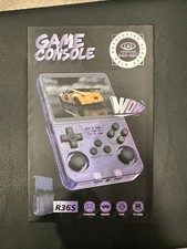R36S Retro Handheld Game Console Transparent Purple 640x480 IPS Screen Emulation