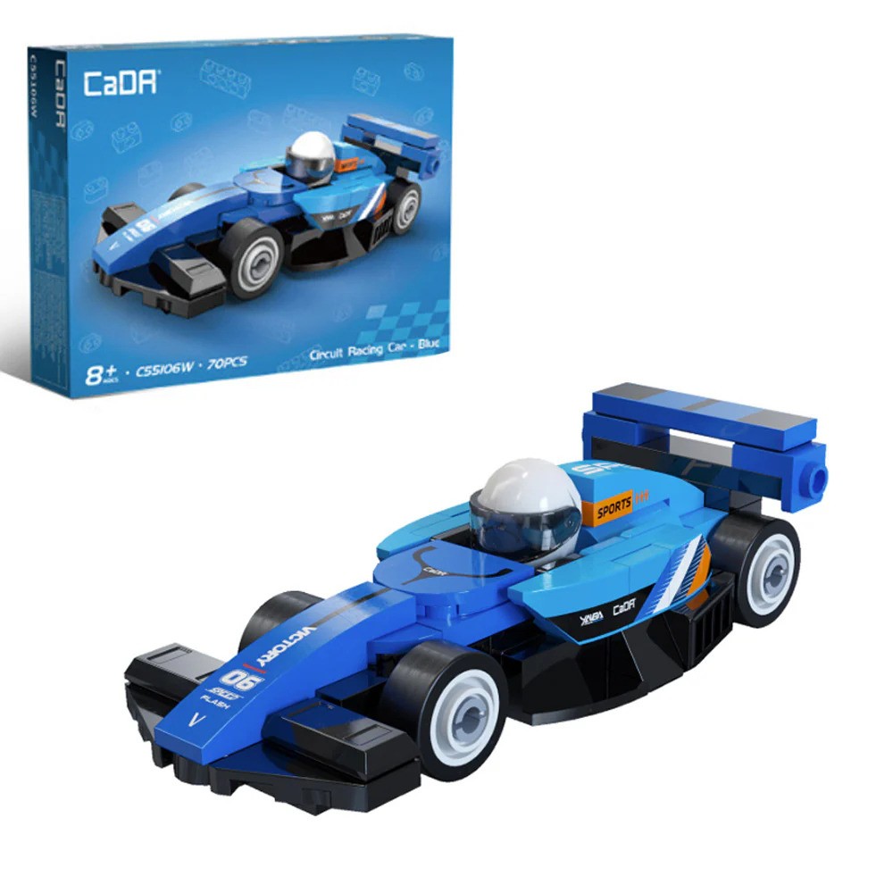 Cada Mini Blue Circuit Racing Car - 70 Piece Construction Set - Black - Image 4
