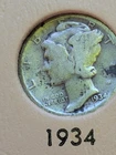 1934 & 1934 D Mercury Dime -2 Coins