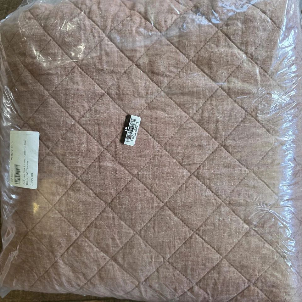 COLCHA DE DIAMANTES DE LINO BELGA GRANERO DE CERÁMICA - Completa/Reina - LADRILLO - NUEVA CON ETIQUETAS Foto 4 de 4