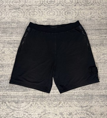 STONE ISLAND Authentic Ghost Black Felpa Bermuda Shorts Garment Dyed Size XL