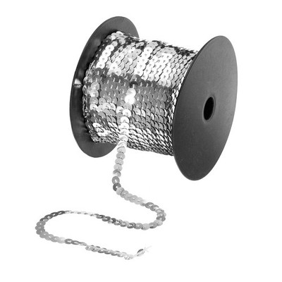 100 Yards x 0.24 Inch Flat Sequin Strip Spangle Sequins Trim Silver