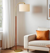 Arc Standing Floor Lamp with Walnut Base