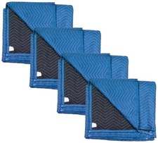 4PK 72"x80"Woven Moving Blankets for Furniture Appliance Protection - Blue