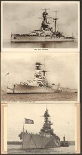 HMS ROYAL SOVEREIGN. THREE GENUINE PCs. ROYAL NAVY. DREADNOUGHT. BATTLESHIP.