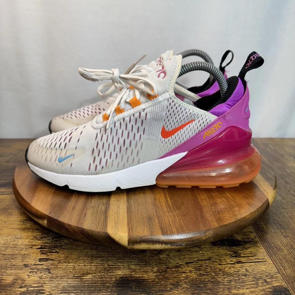 Nike Air Max 270 Zapatos Mujer Talla 8.5 Blanco Rosa Naranja Tenis FD0824-100 Foto 3 de 4