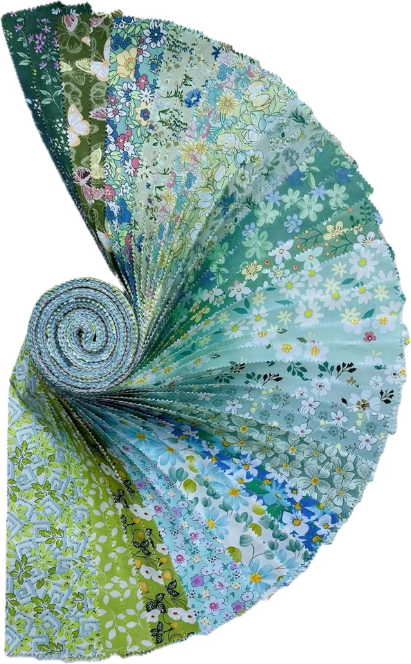 Tela rollo de gelatina - 20 estampados florales surtidos, 100 % algodón, 40 tiras precortadas (2 Foto 2 de 4