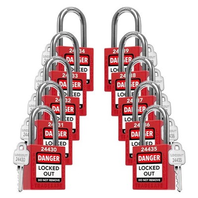 10PC Lockout Tagout Locks Set OSHA Safety LOTO Padlocks Keyed Different