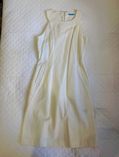 J. McLaughlin Eliza White Solid Sundress Knee Dress 2 Sleeveless Round Zip