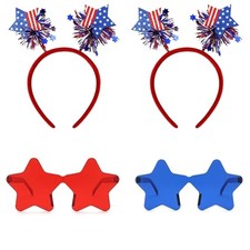 4 PCS Patriotic Party Accessories - 4th of July Patriotic Headband Star