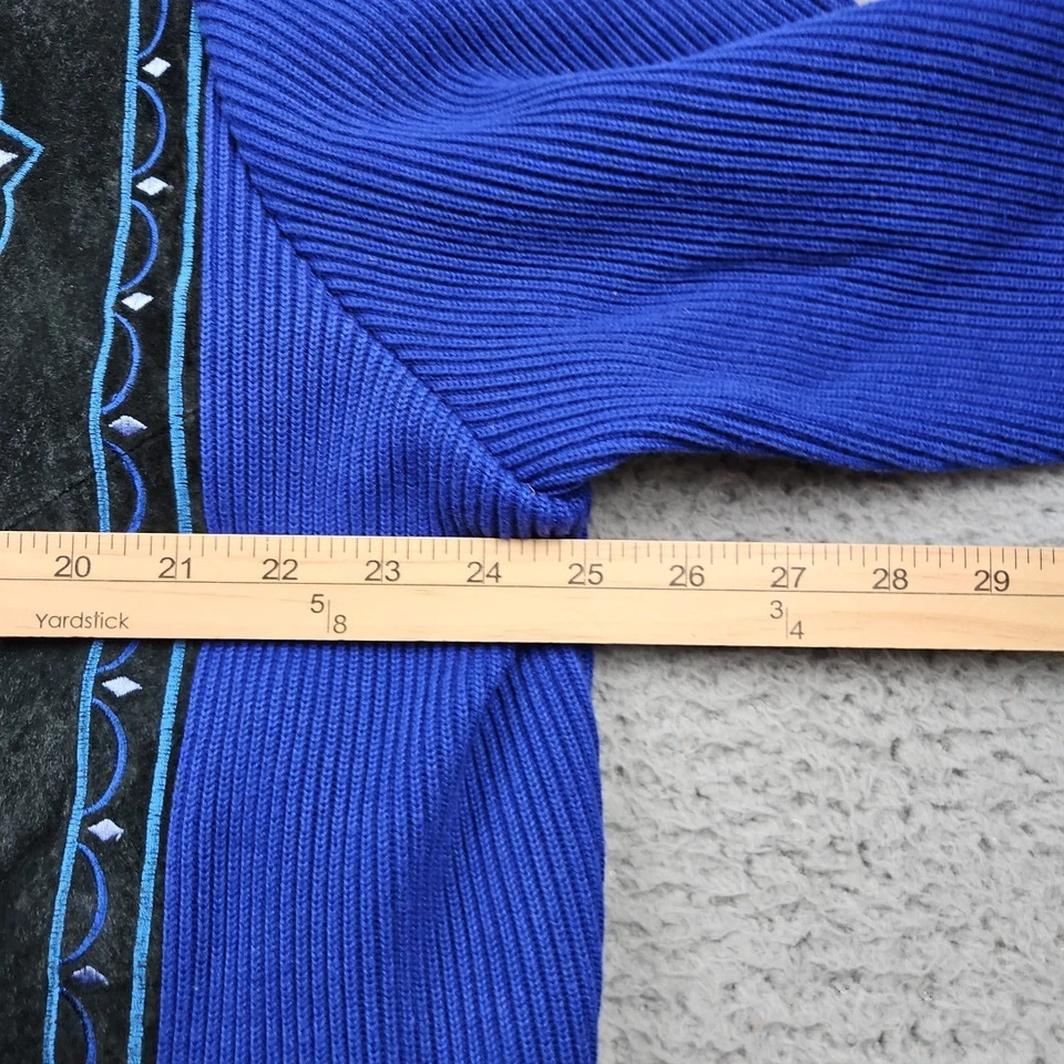 Chaqueta Bob Mackie Mujer 2X Negra Azul Cremallera Completa Manga Larga Azteca Usable Arte Foto 4 de 4