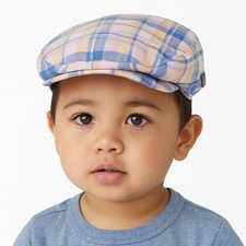 NWT Janie and Jack Pink Blue and Yellow Plaid Newsboy Cap Size 2T to 3T