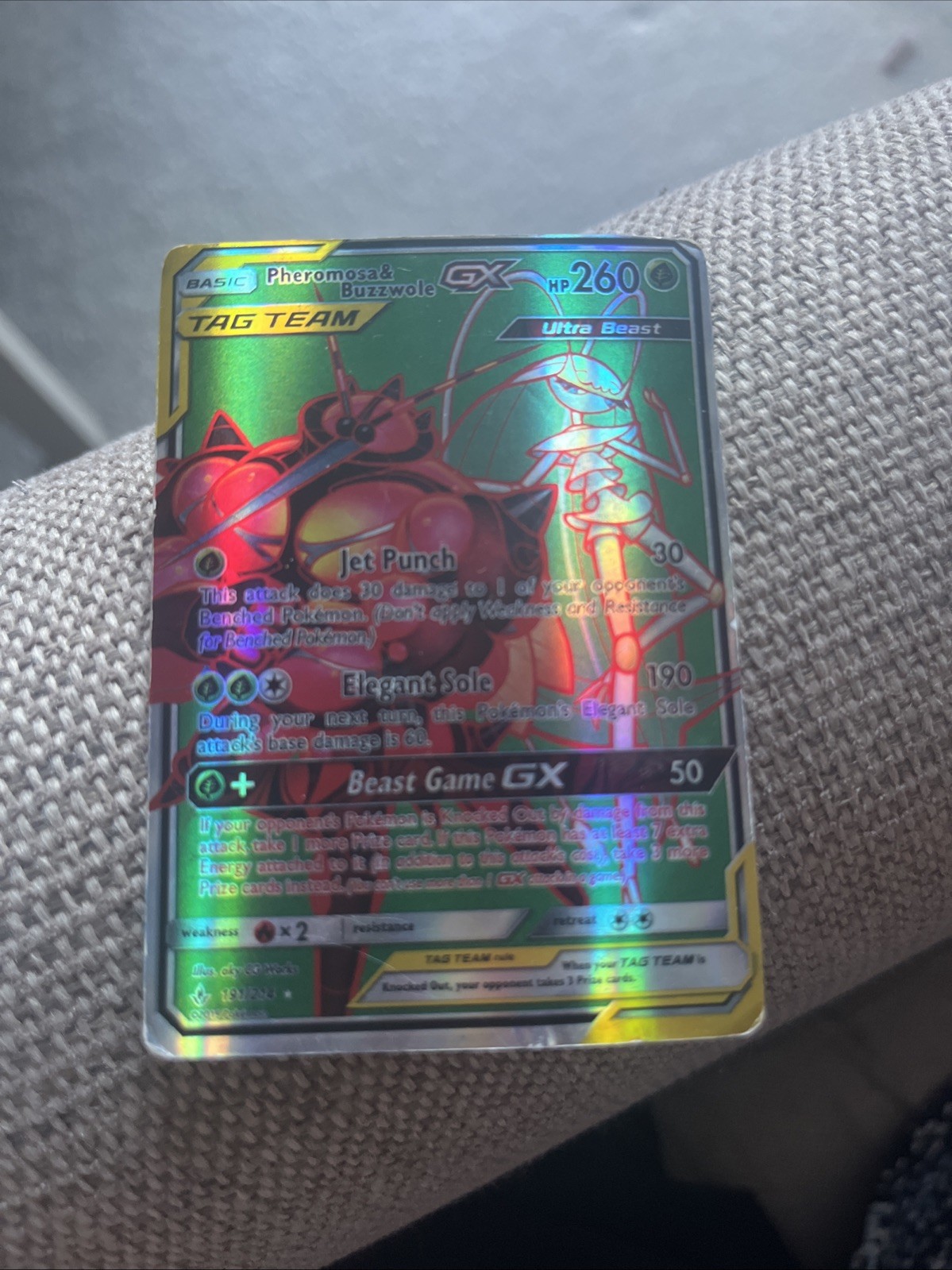 Pokemon TCG Pheromosa Buzzwole GX Card 191/214 Ultra Beast Unbroken Bonds