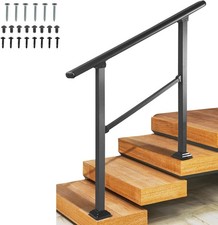 Outdoor Stair Handrail 0-3 Step Aluminium Railing Wall Mount Black